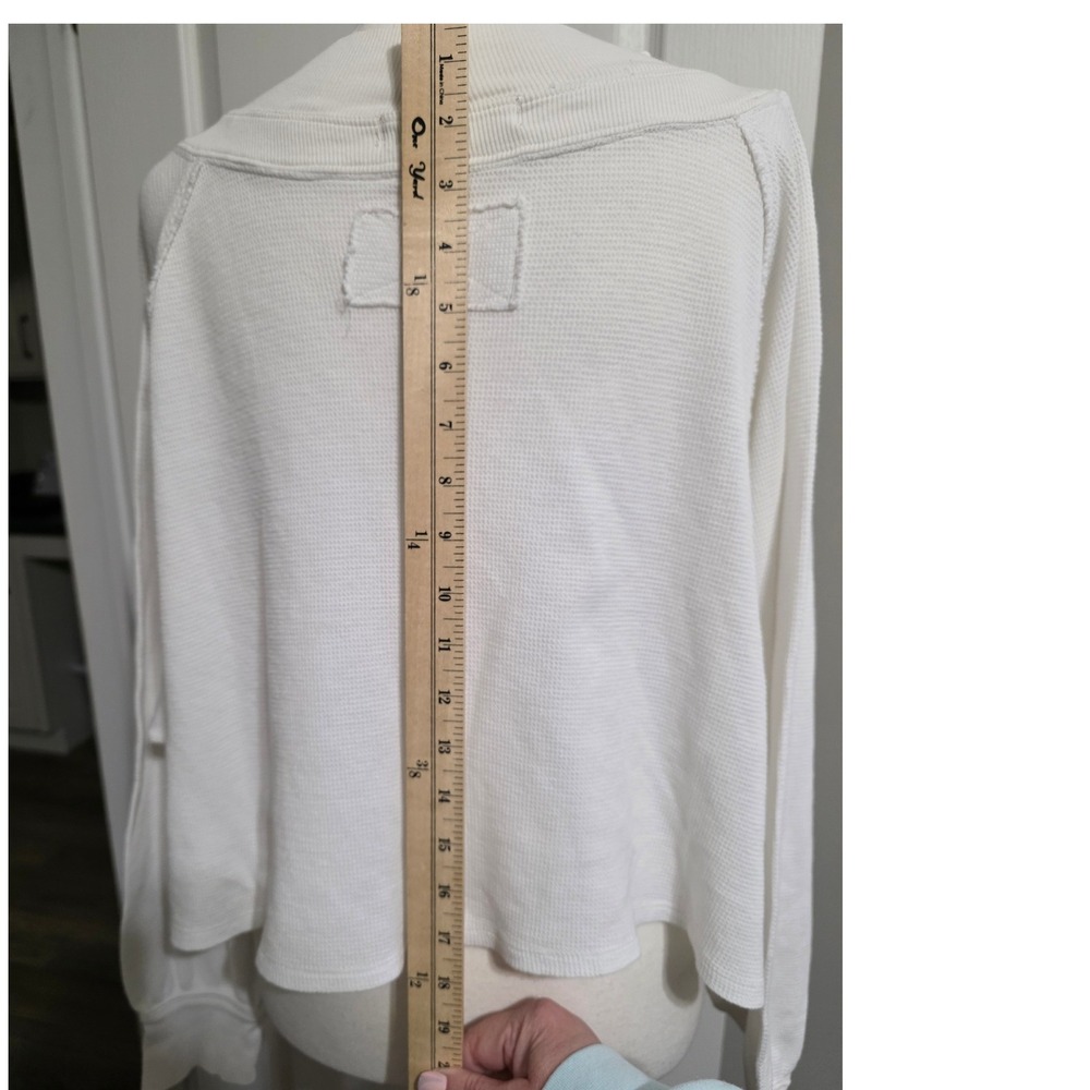 We The Free People Arlo Thermal Top Women L White Waffle Knit Long Sleeve Lounge - Picture 5 of 11